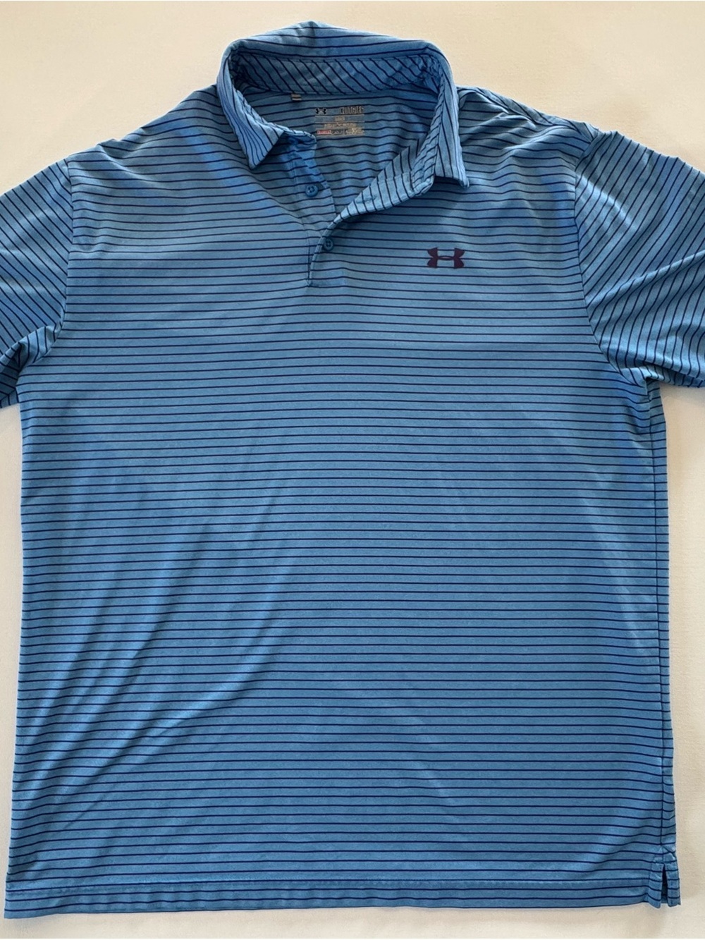 Under Armour Light Blue Striped Performance Polo